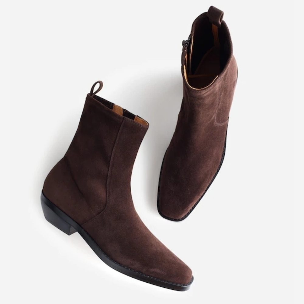 New! Madewell The Idris Ankle Boot in Suede Dark Carob